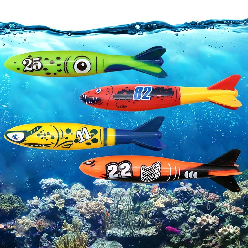 4Pcs Pool Games Sinking Toy Multicolor Cartoon Pool Sinking Toys Creative Swim Dive Toy Set Kids Swimming Pool Accessories