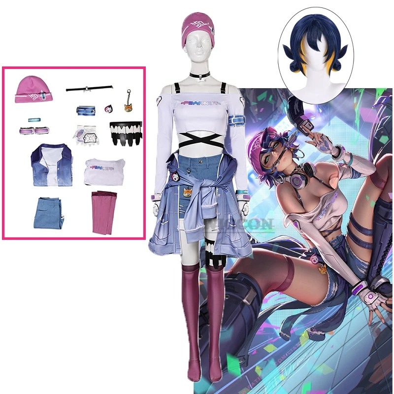 Game OW Cosplay Kiriko Jacket Cosplay Costume Women Hat Gloves Outfits Adult Girls Wristband Necklace Female Halloween Suit Wig