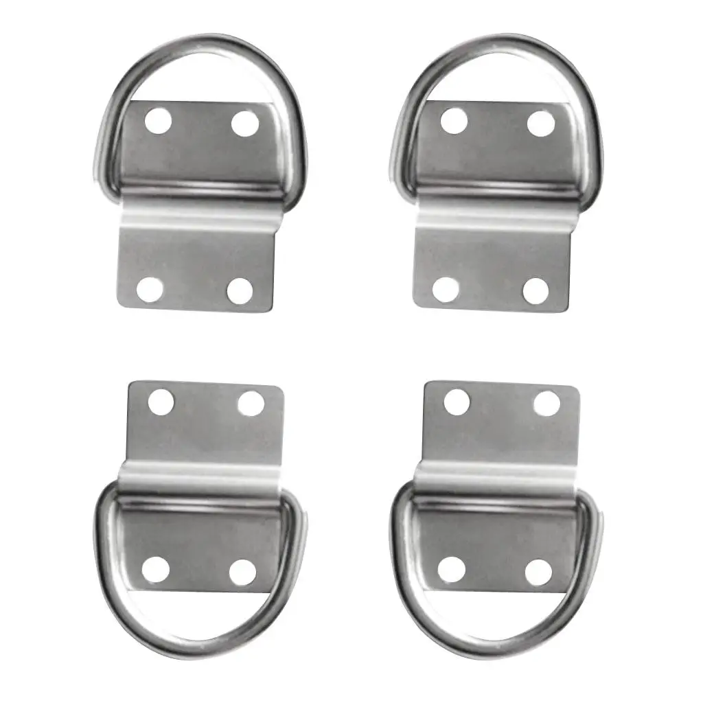 D Ring 1/4'' Tie Down Ring Load Anchor Trailer Anchor Forged Lashing Ring (4-Pack), 316 Stainless Steel, Silver