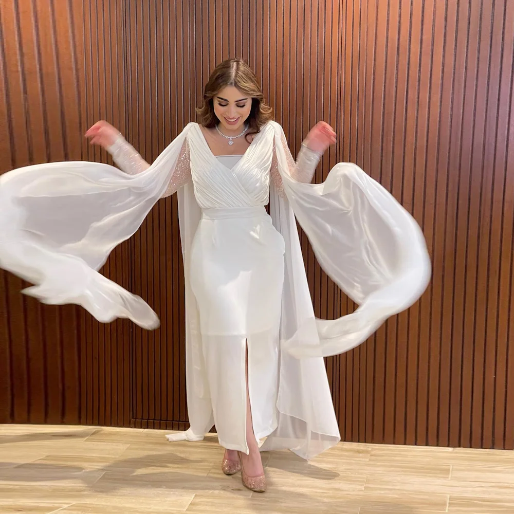 CERMAE-Robe de Rhen mousseline de soie pour femme, ligne A, longueur rinçage, à volants, élégante et formelle, tenue de soirée, 2023