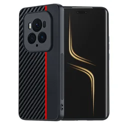 Magic6Ultimate Case For Honor Magic 6 Ultimate Shockproof Carbon Fiber Pattern Back Cover Camera Lens Protection