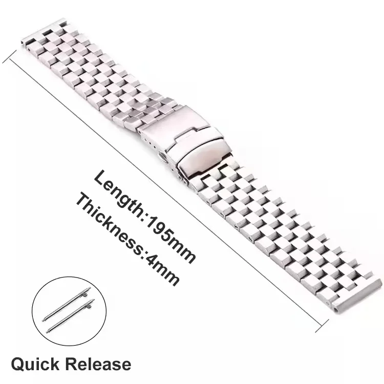 18 20 22 24mm Solid Stainless Steel Watchbands For Galaxy Watch 4/5 Pro 40/46mm For Seiko Huawei Gt3 43 Metal Business Bracelet