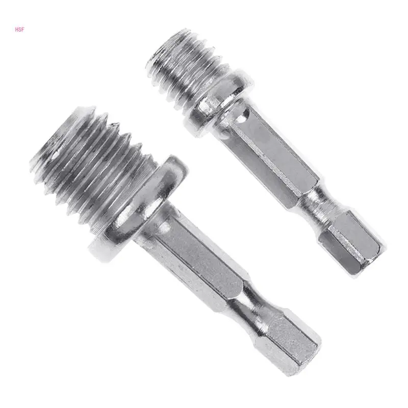 2 Pcs/set Woodworking Twist Drill Bit Adapter Rod Wind Batch Electric M10+M14