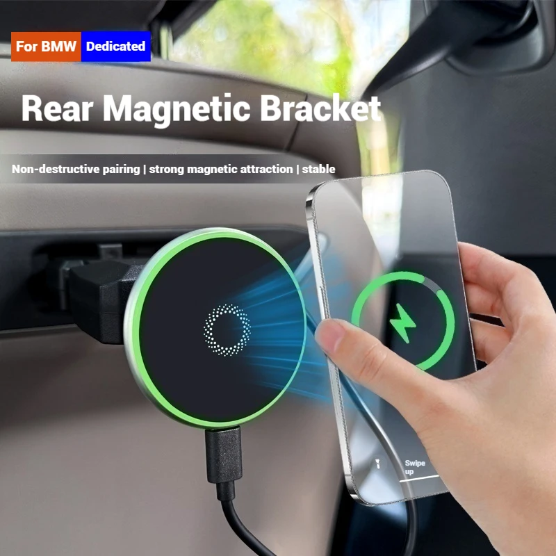 For BMW X3 2025 G45 Rear Seat Magnetic Pad Phone Holder Bracket Trim Auto Mount 5 7Series X5X6X7 G60 G70 G05 G06 G07 Accessories