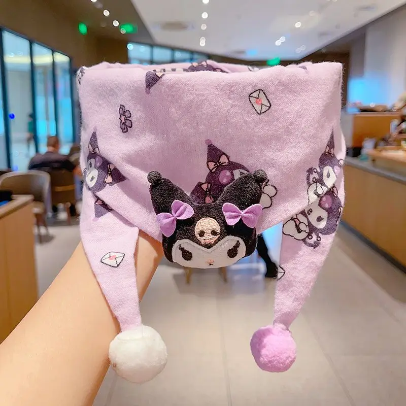 

Kuromi Cinnamoroll Anime Kawaii Sanrio Ins Children Warm Scarf CuteMy Melody Autumn Winter Neck Protection Baby Cap Gifts Toys