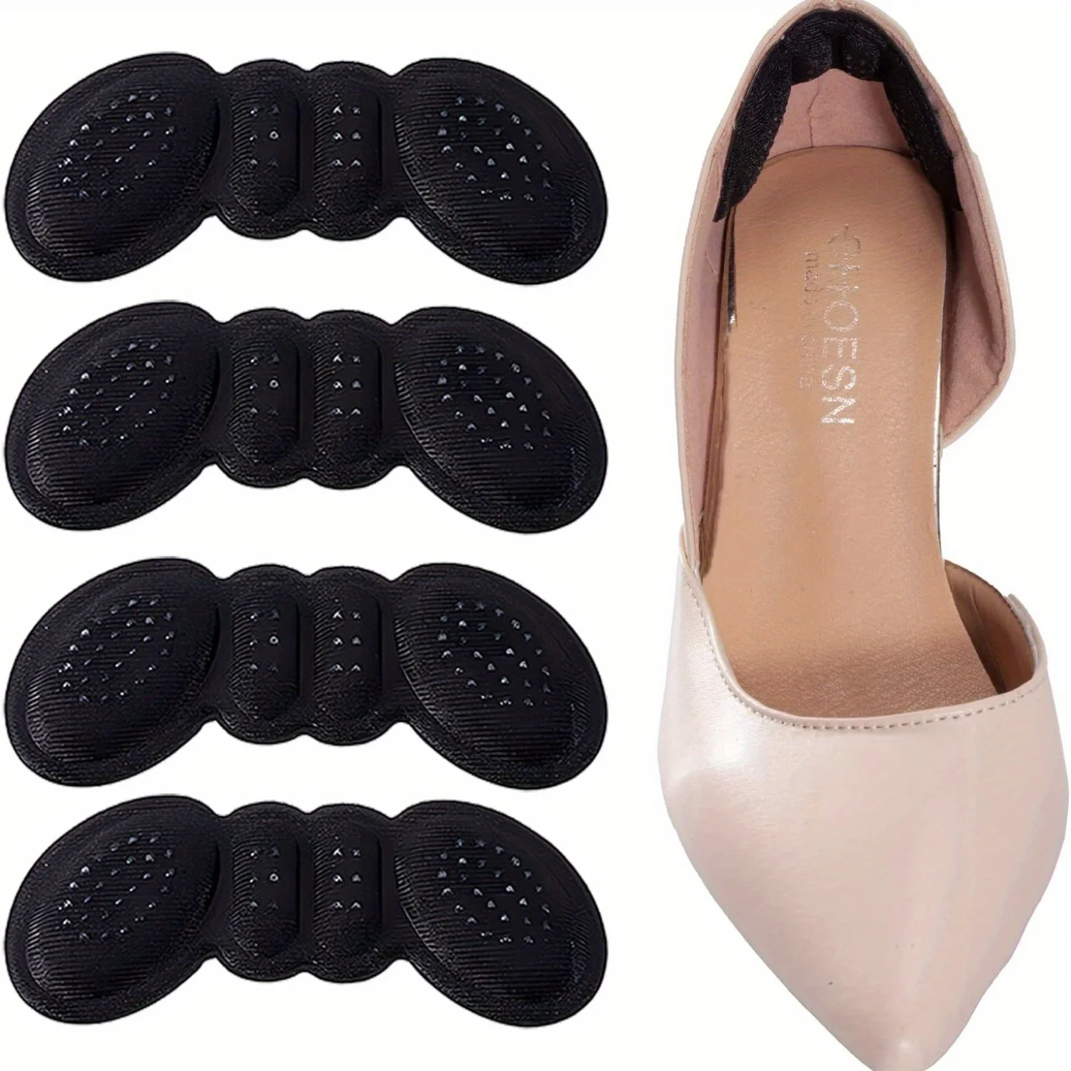Blister-Free Comfort  4 Pairs Anti-Slip Heel Pads for Enhanced Stability & Universal Fit, Perfect for All Shoes