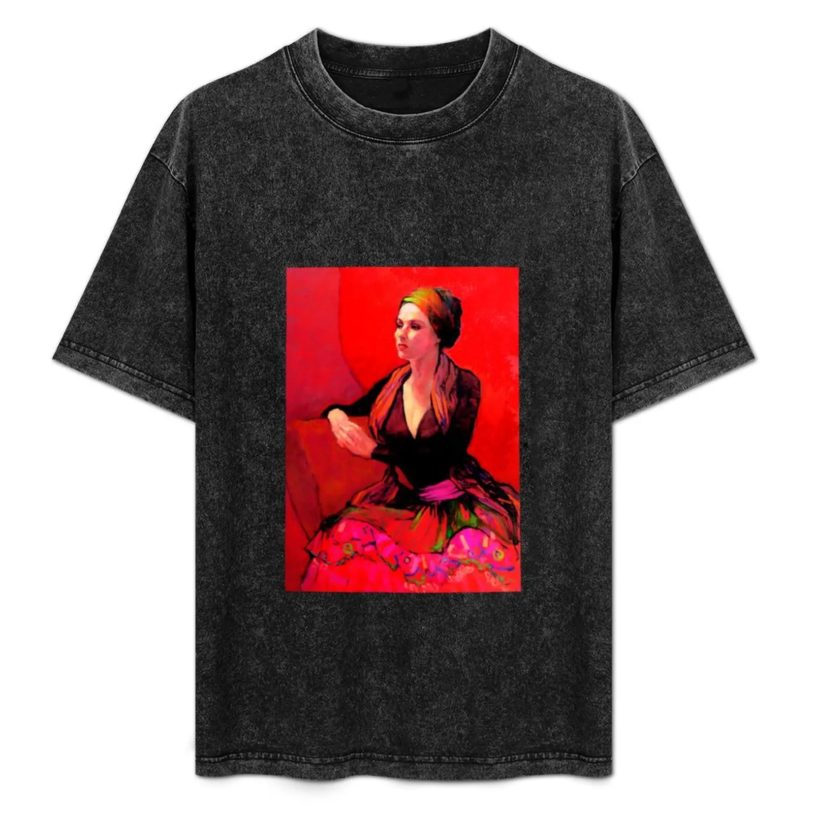 La falda gitana, pintura al óleo sobre lienzo estirado, camiseta de manga corta del Día de la Independencia