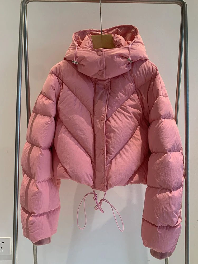 2024 Winter Short Parkas Women Thicken Casual Winter Hooded Coat Korean Style Solid Hooded Coat Outwear