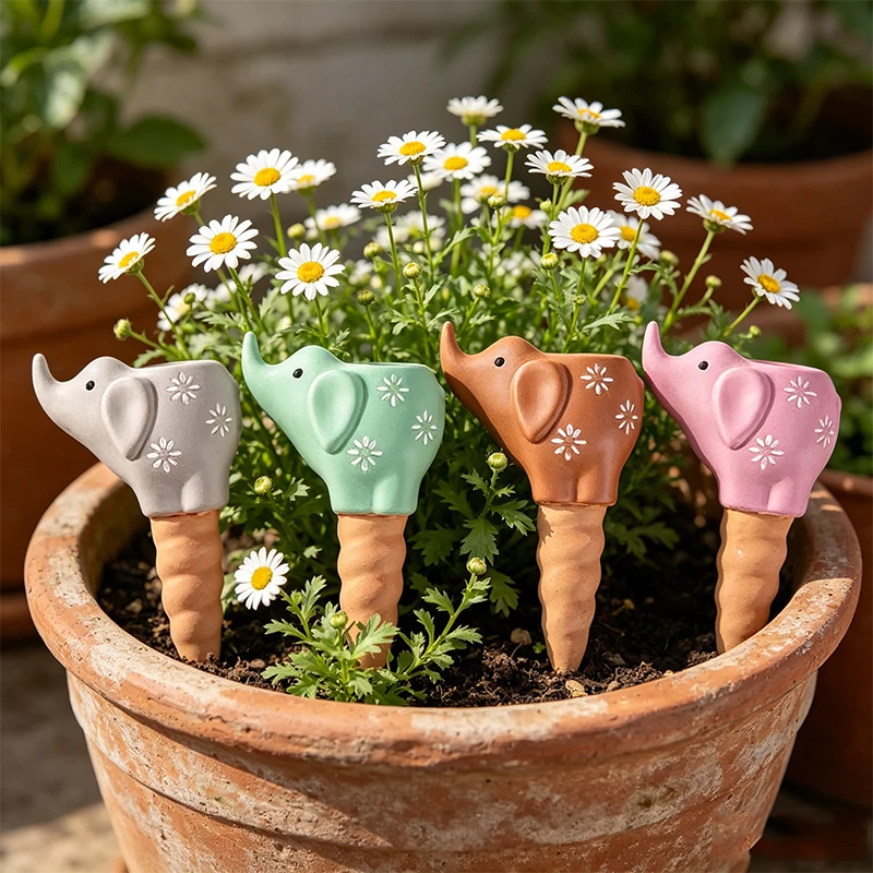 

Plant Watering Globes Elephant Shape Self Watering Spikes Terracotta Drip Water Stakes Watering Bulbs for Pot Indoor Outdoor