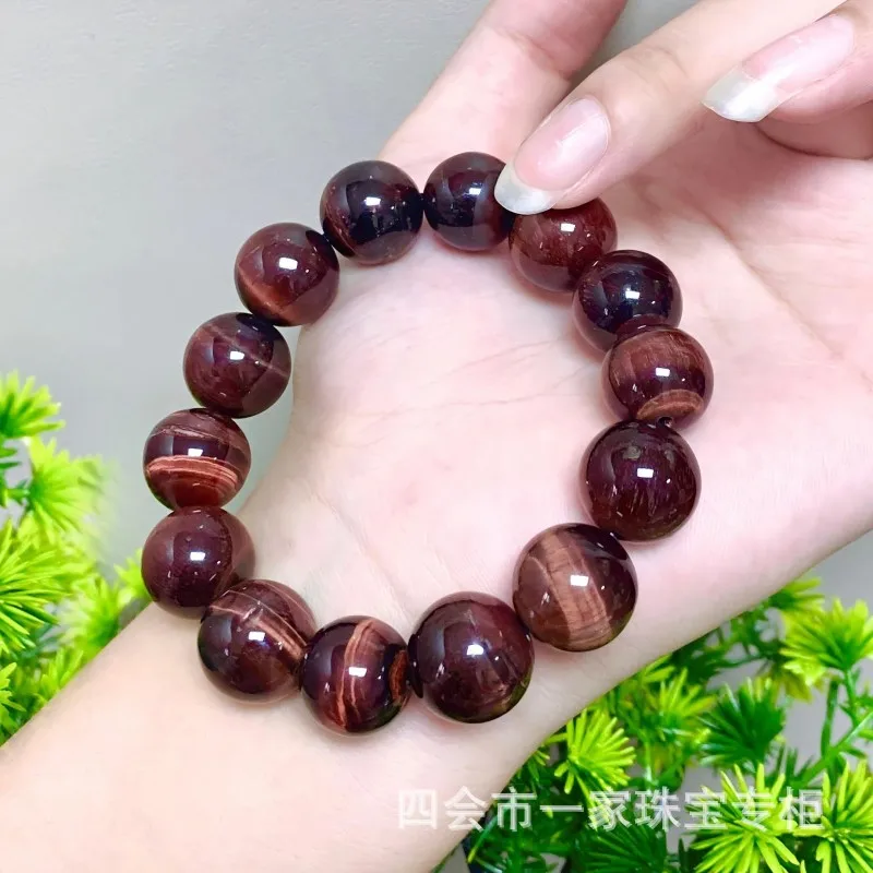 Natural Stone Bracelet for Men and Women, Fortune-Attracting Red Tiger Eye New Chinese Style Trendy Bead Couple Br