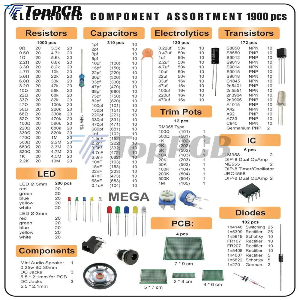 DIY Electronic Kit Electrolytic Capacitor Transistor Resistor LED Diode IC Speaker DC Jack Adapter for Arduino Nano UNO