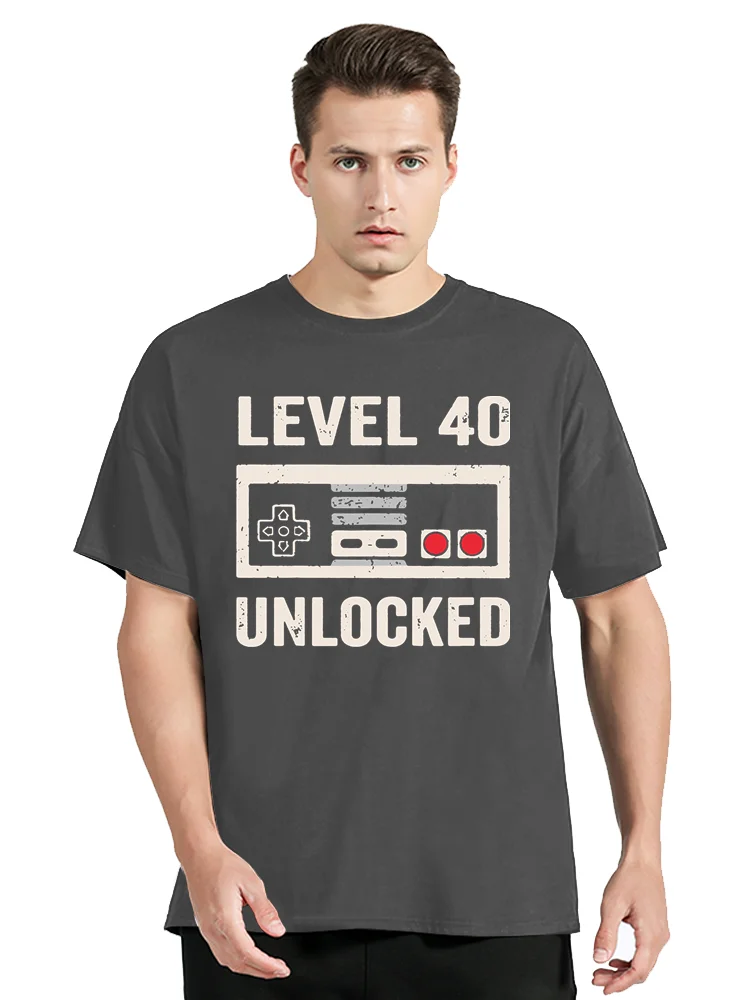 Funny Level 40 Unlocked Video Gamer 40th Birthday Gifts T-shirt Summer Streetwear Tops Oversized T Shirt Fashion Cotton Tshirt