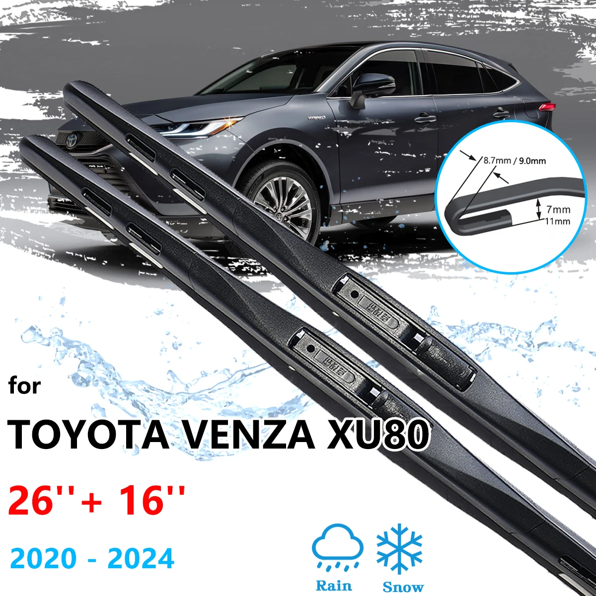 For Toyota Venza XU80 Harrier MK2 2020 2021 2022 2023 2024 Front Wiper Blades Window Windshield Windscreen Brushes Accessories