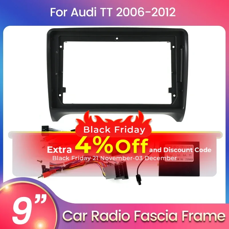 For Audi TT MK2 8J 2006 2007 2008 2009 -2012 For Android Car Radio Panel Fascia Frame Optional Accessories Power Cord CANBUS