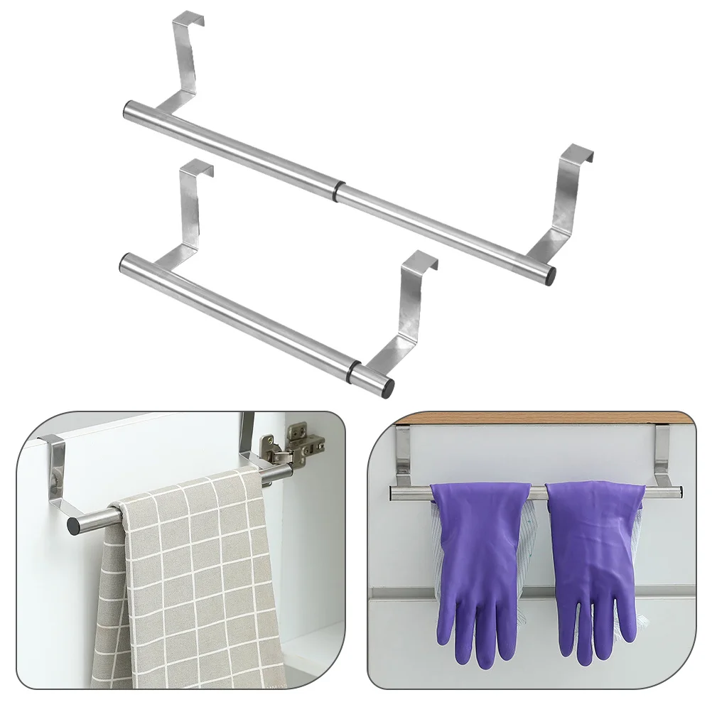 Bar Telescopic Rag Pole Towel Racks Hangers for Bathroom Wall Expandable over The Door