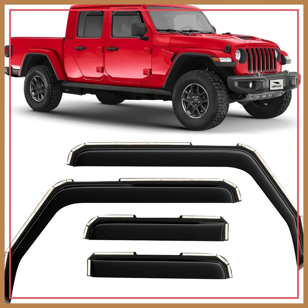 

In-Channel Rain Guards for Jeep Gladiator 2020-2026, 4Pcs Window Deflectors, Vent Visors