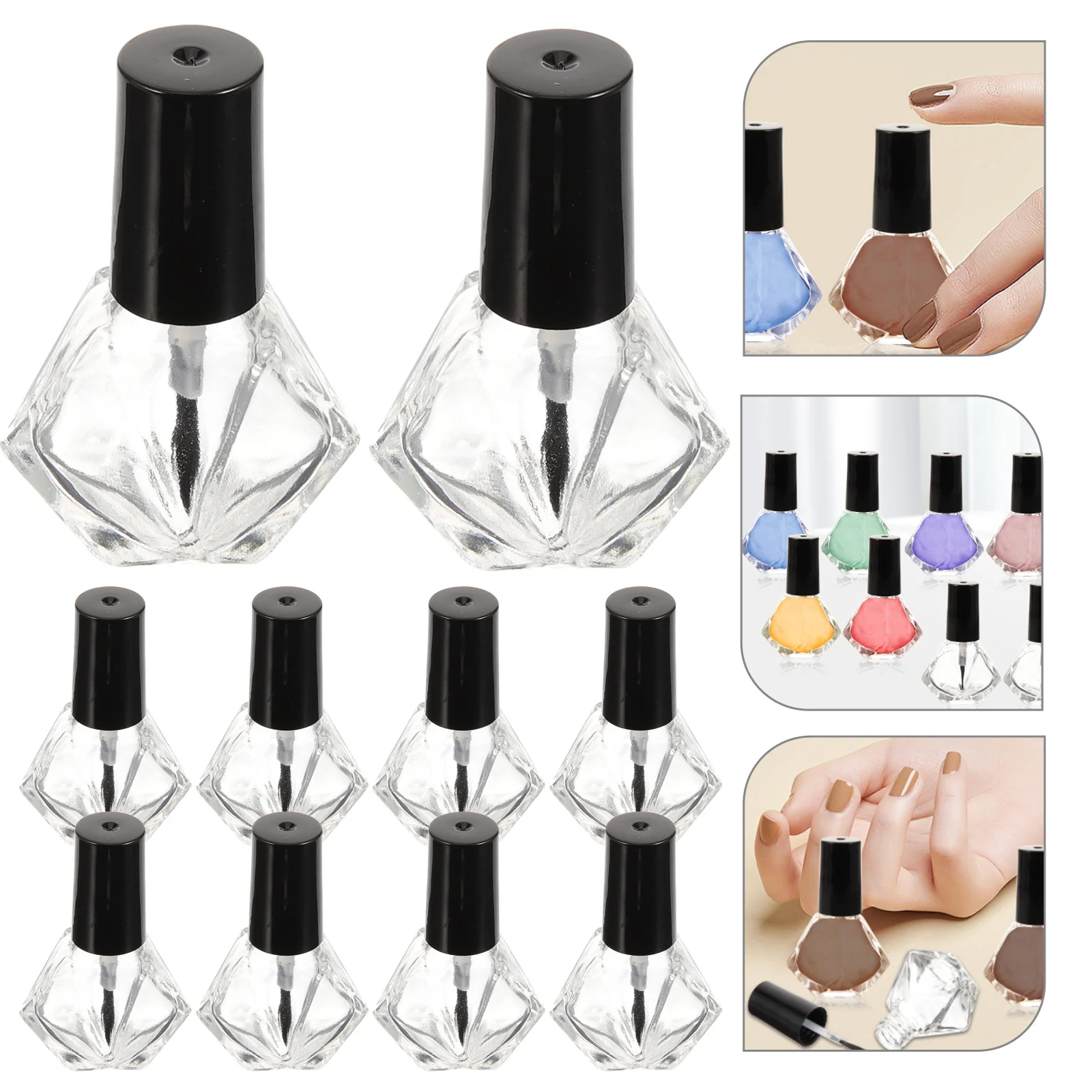 10 garrafas de esmalte de vidro dos pces leve portátil vazio recipientes recarregáveis viagem aliciamento aplicador de óleo essencial