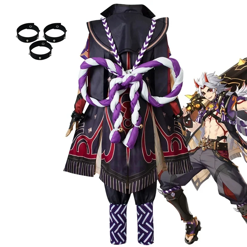 2026 Costume de Cosplay Homme Arataki Itto Genshin Impact, Uniforme de Combat Élégant pour Fête, Jeu de Rôle, Halloween, Carnaval, Cadeau 9IZA7