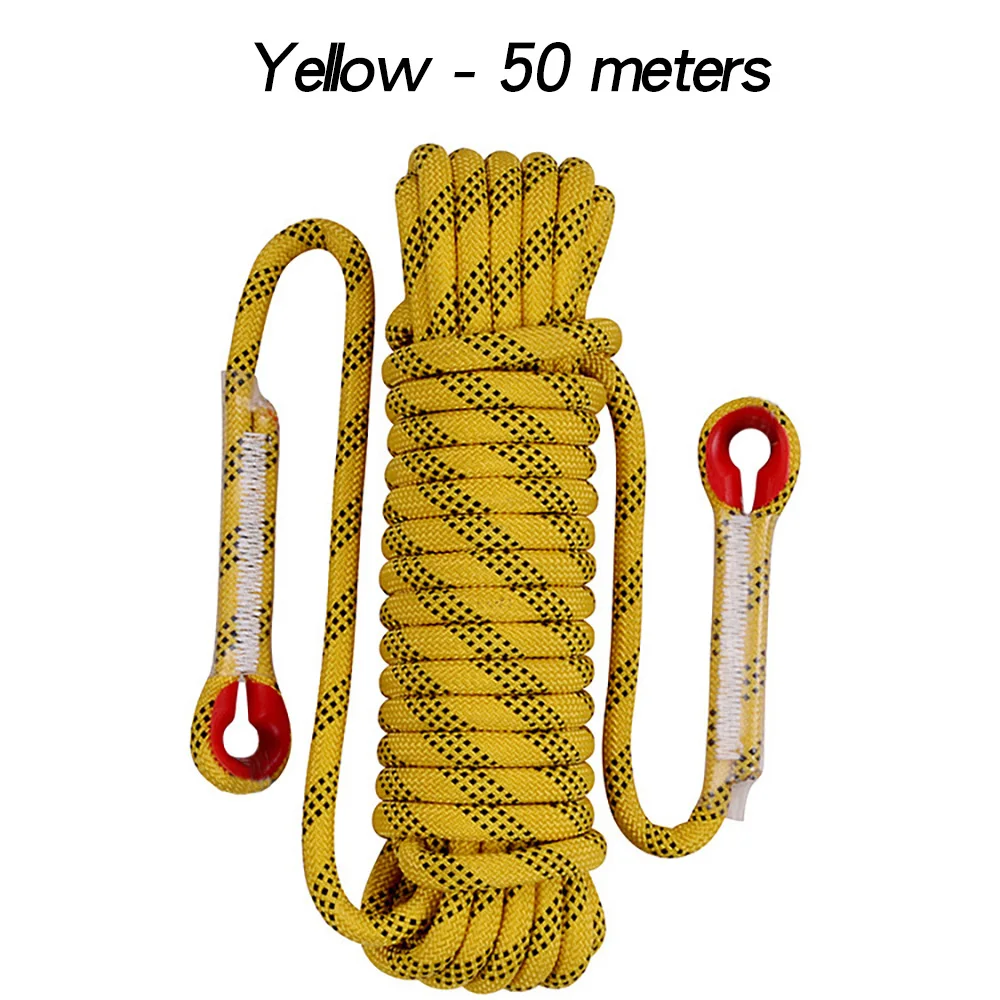 12mm 50m Outdoor Klimtouw Escape Rescue Statisch Touw Rock Apparatuur Bergbeklimmen Levenslijn Emergency Survival Veiligheidsuitrusting