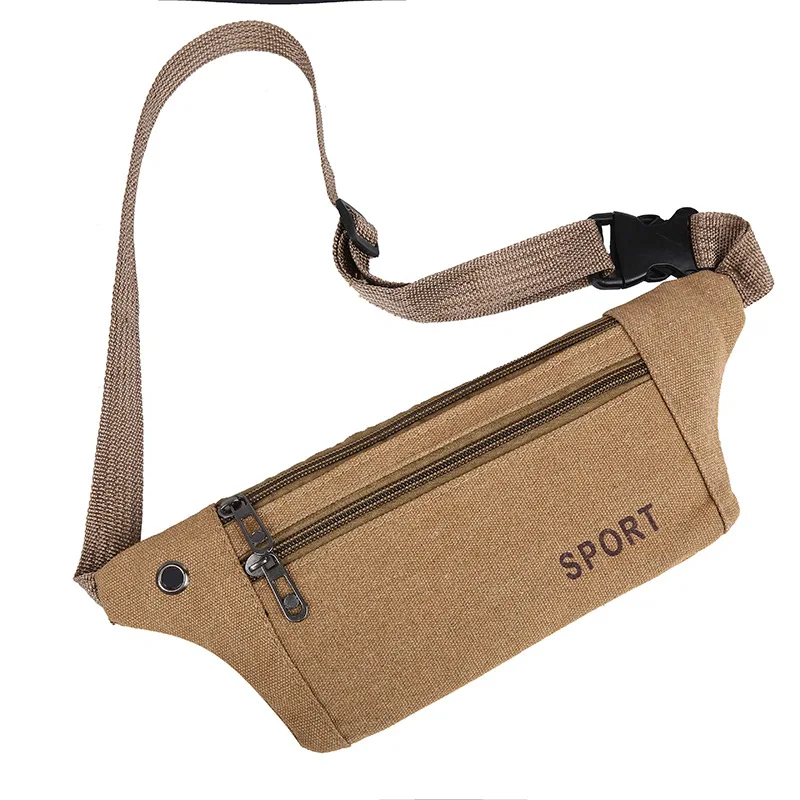 Mens Womens Canvas Sports Waist Bag Hidden Anti-Theft Chest Bag Travel Bicycle Messenger Bag With Pocket