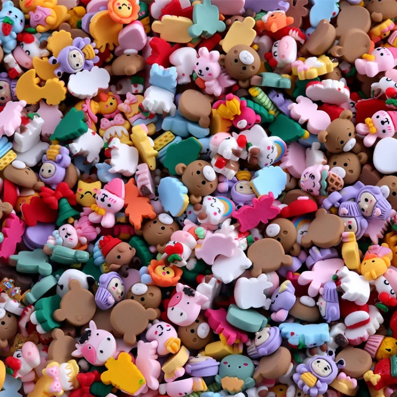 100Pcs Bulk Nail Charms Kawaii Multi-Shapes Mixed Resin Nail Charms Cute 3D Nail DIY Slimes Crafts For Nail Art Decorations Gems