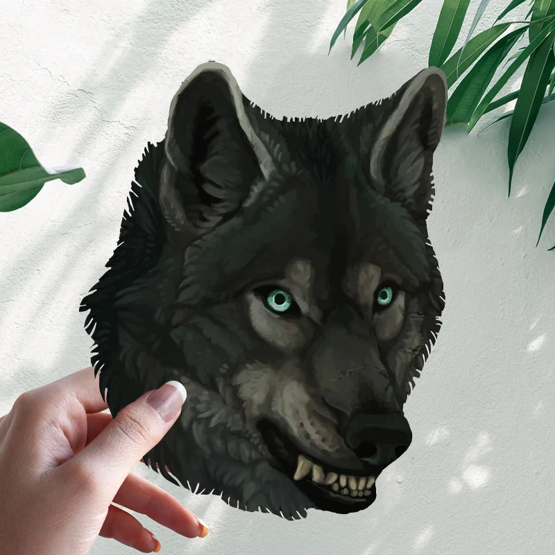 

2D Flat Realistic Black Wolf Head Vinyl Sticker, Waterproof Durable Decal for Motorcycle Helmet, Car Body, Laptop & Outdoor Gear