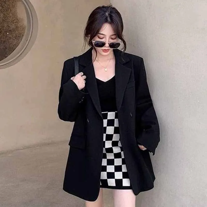 Spring Autumn Seasons New Women Fashion Double Breasted Buckle   Blazer Jacket Female Khaki Color Fried Street Suit Coat Tops