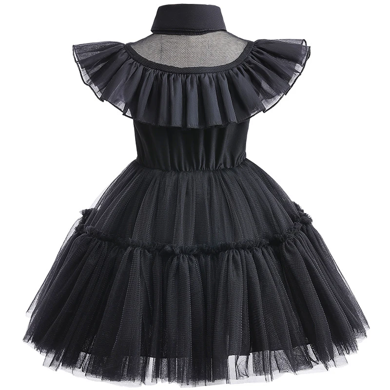 2024 Carnival Easter New Girl\'s Mesh Dress Children\'s Halloween Cosplay Party Black Dress Baby Girl First Year Fluffy Gown