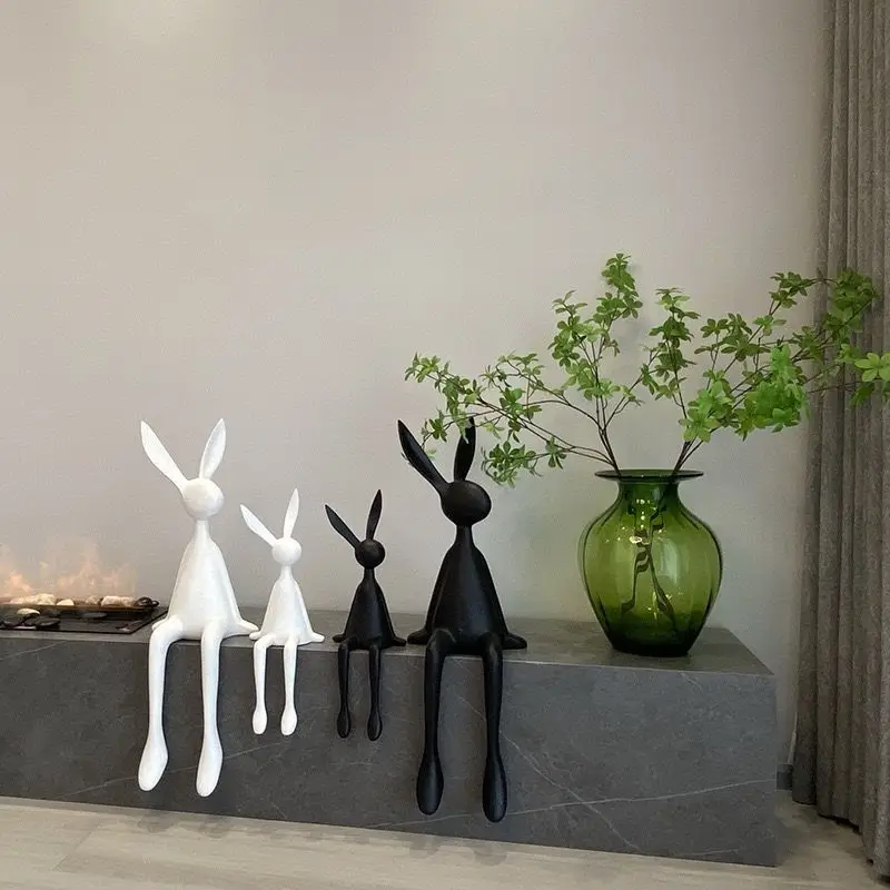 

Long-eared rabbit sitting posture decoration living room entrance minimalist creative sculpture decoration