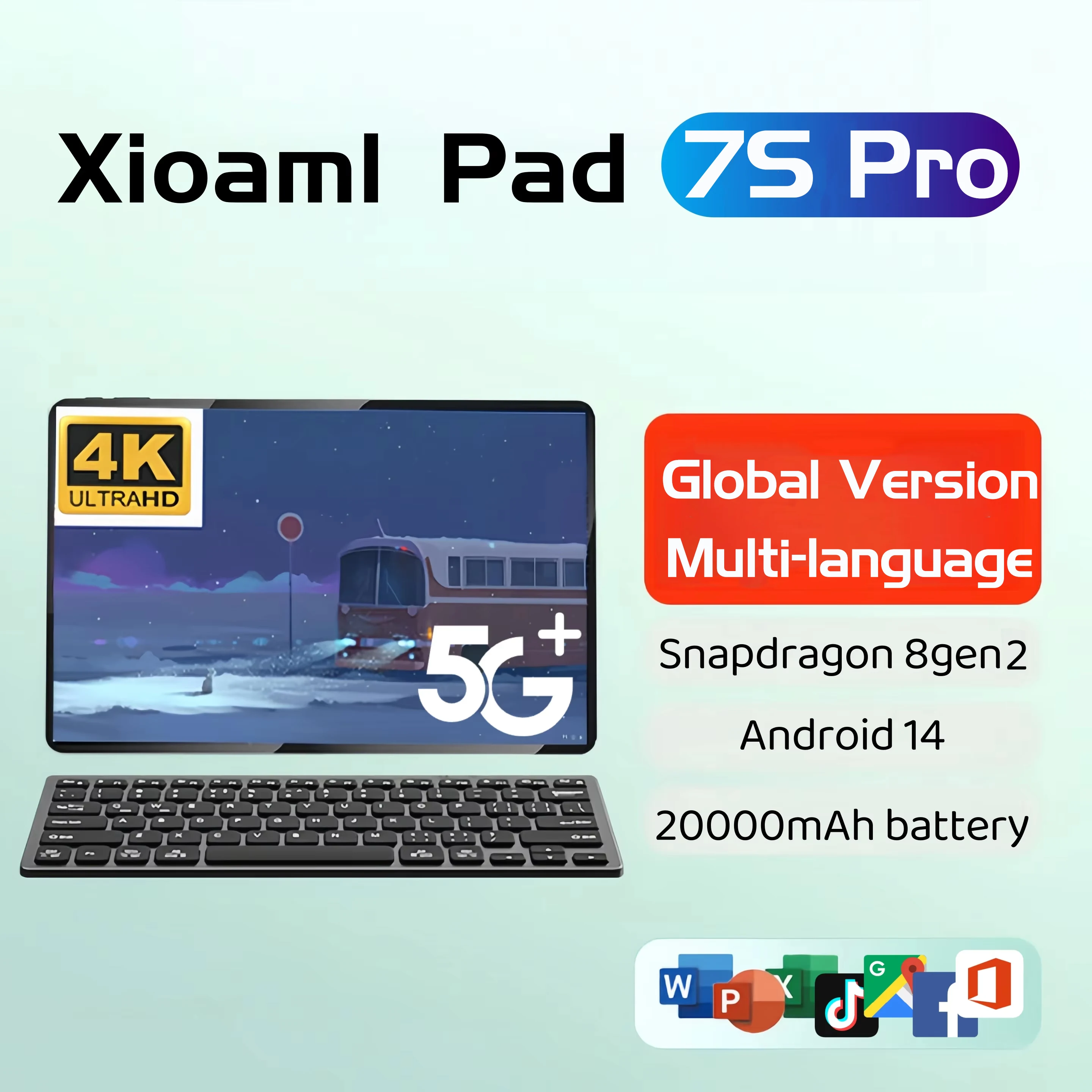 

2025 Pad 7S Pro 11 дюймов Android 14 Оригинальная глобальная версия планшетного ПК 22 ГБ + 2 ТБ Snapdragon 8 Gen2 GPS 5G Dual SIM Bluetooth WiFi