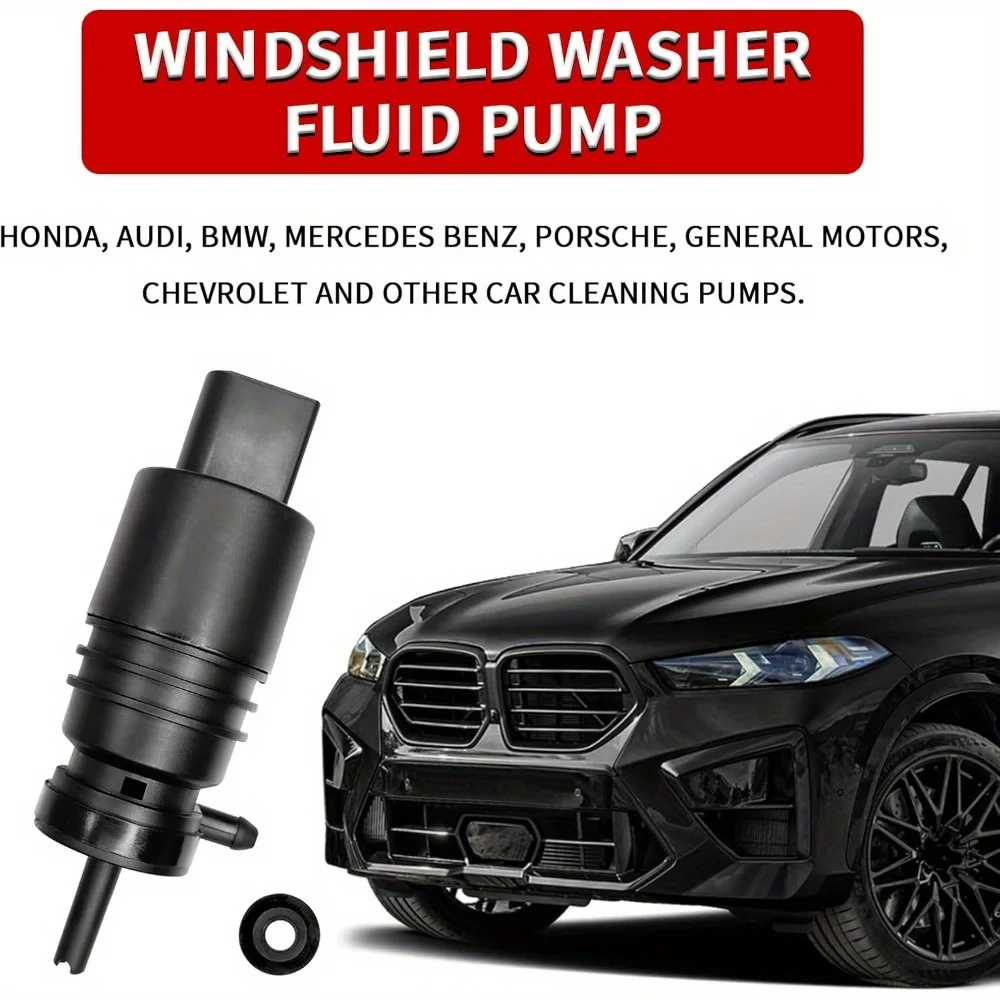 

67128362154 Front Windshield Washer Pump w/Grommet Replacement for BMW E46 M3 M5 X3 X5 Z3 Z4 Z8 6712 8362 154