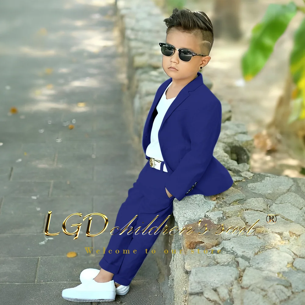 Boys Khaki Casual Suit 2 Piece Set (blazer + pants) for events, celebrations, parties, vacations, custom kids suits