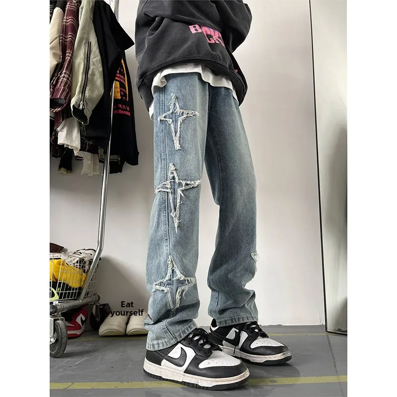 

Мужские джинсы прямого кроя: модный американский дизайн в стиле High Street, хит продаж, стильный бренд, осень-зима