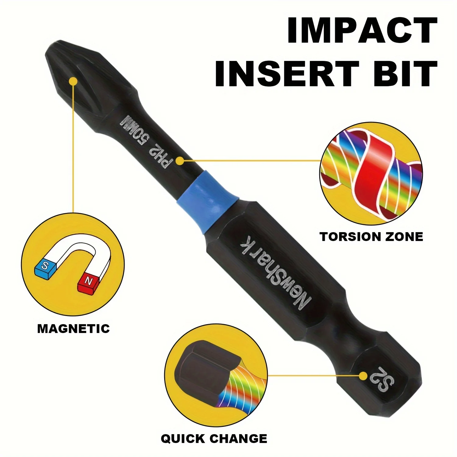 16Pieces Impact Driver Bit Set,Cross Impact High Hardness Hand Drill Bit Screw Electric Screwdriver Set,for Power Drills Tools