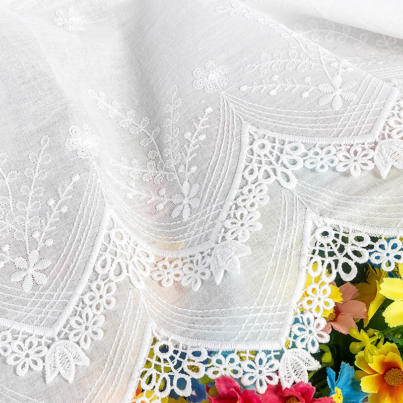 29CM Wide Exquisite White Cotton Floral Embroidered Lace Fringed Ribbon Trim For Sewing Sofa Curtain Apparel Fabric DIY Crafts