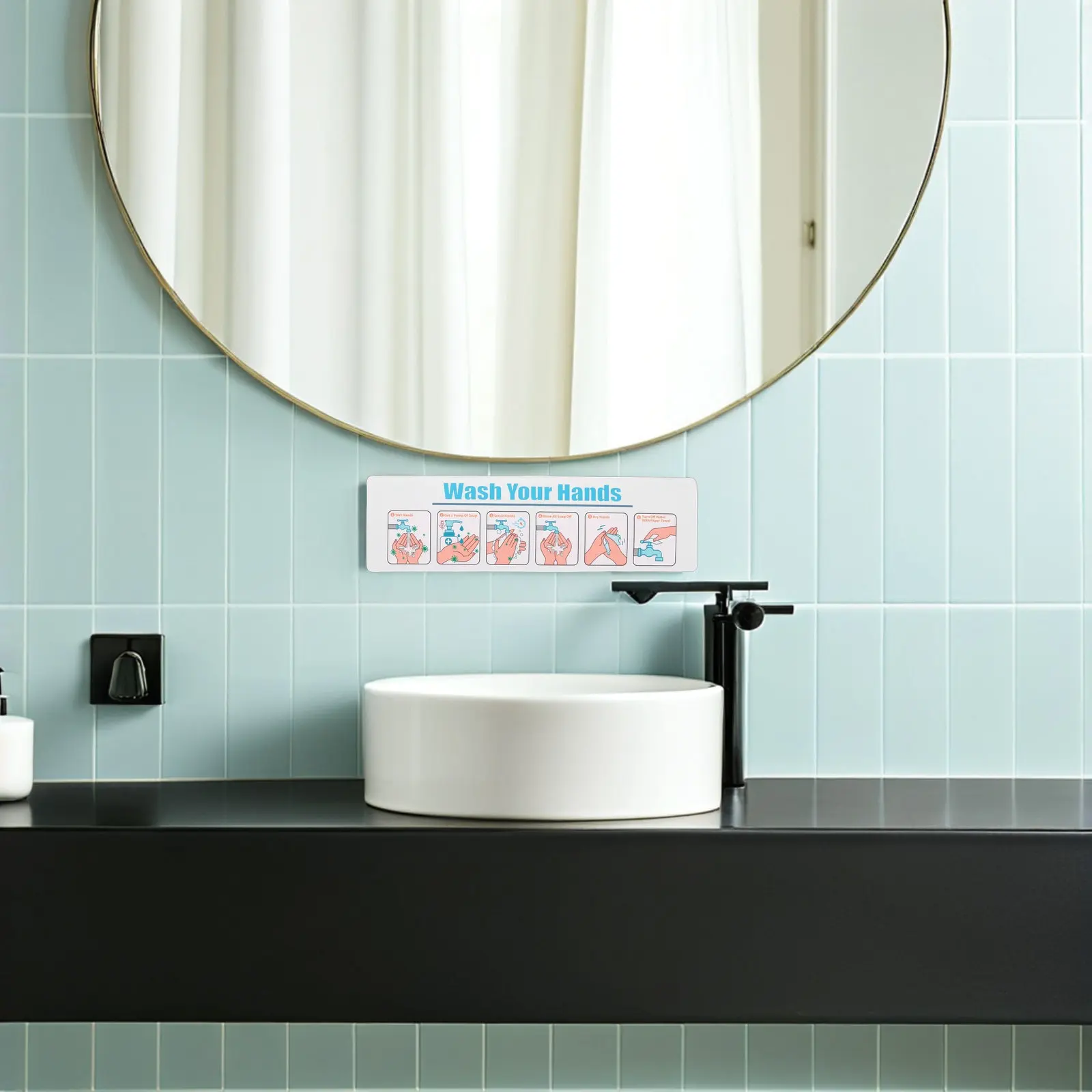 PVC Hand Washing Sign Sticker Self Adhesive Waterproof Wash Hands Decal for Sinks Walls Business Schools Restaurants Hygiene