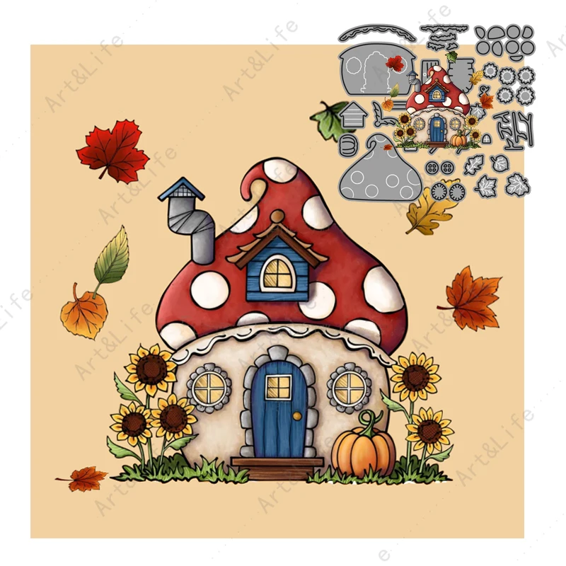 Scrapbooking Christmas Mushroom house New Metal Cutting Dies Stencils Knife Mould for Album DIY Paper Cards Embossing Cut Die