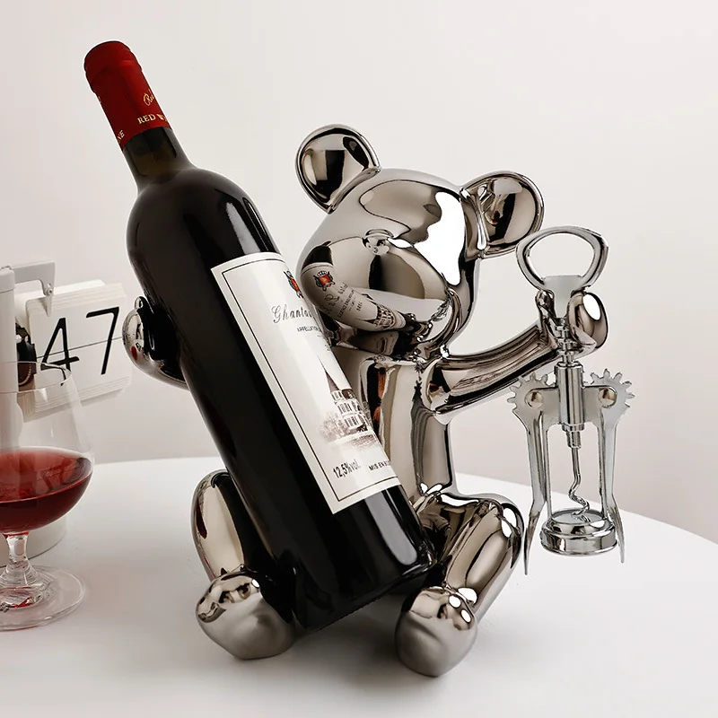 Home Grape Wine Rack Decoration Light Luxury and High-end Violent Bear Wine Cup Holder Wine Cabinet Living Room Home Decoration