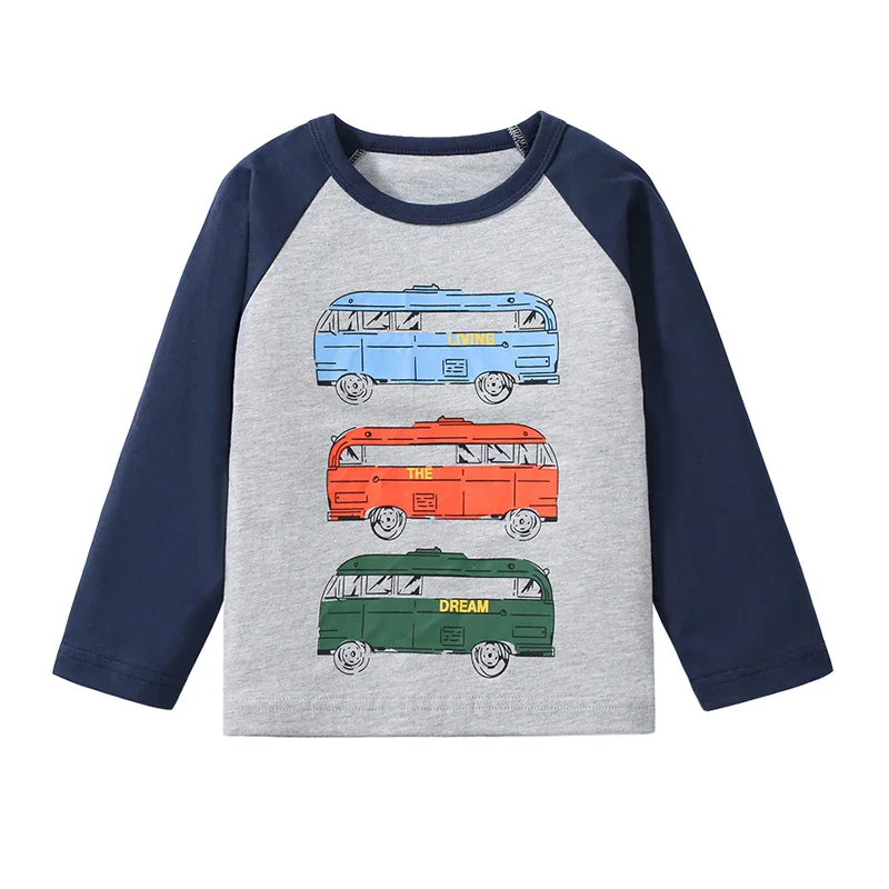 T-shirt à manches longues pour enfants, mode coréenne, coton, bébé garçon, haut, dessin animé imprimé, chemise de base pour fille, vêtements pour enfants, nouveau, 2024