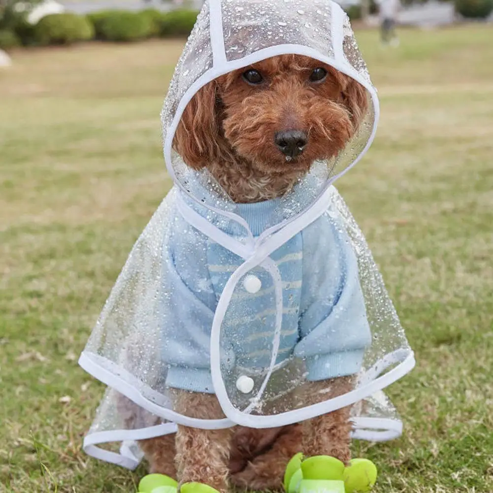 Adorable Dog Raincoat Snap Button Design Windproof Comfortable Outdoor Pet Dog Rain Cape