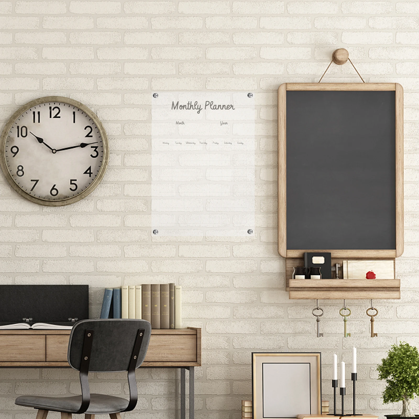 

Acrylic Memo Board Wall Hanging Whiteboard Clear Erasable Monthly Planner Door Sign Pendant Message Board Hanging Sign