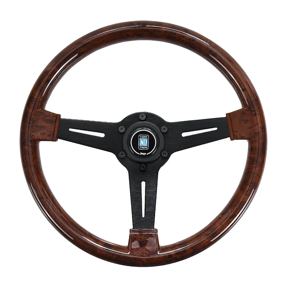 Nardi 14 inch houtnerf racestuur 350 mm ND Retro Deep Corn Drifting Sportstuurwielen met logo Universeel