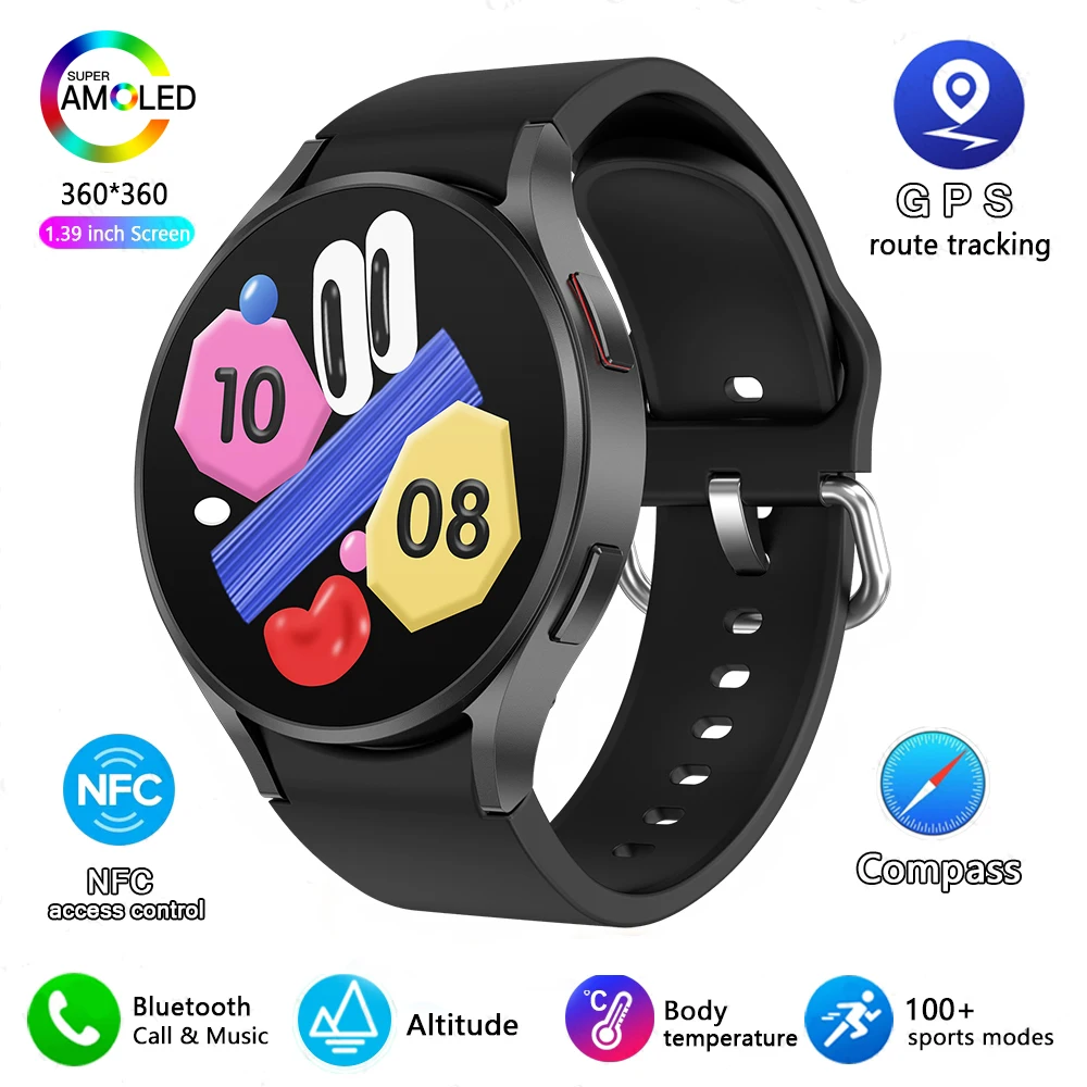 For Samsung Galaxy Watch 6 2024 New GPS Track Smart Watch Men Amoled Always Display Body Temperature Clock BT Talk Smart Watch