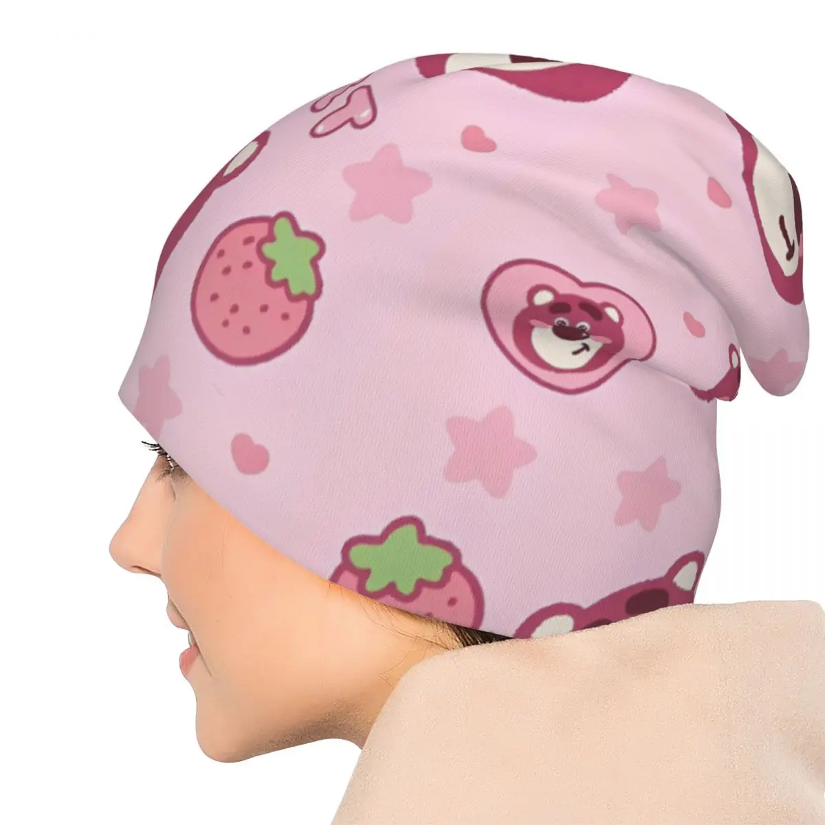 لطيف الفراولة الدب Skullies قبعة صغيرة ألعاب كرتونية Lotso القوطي الرجال النساء في الهواء الطلق قبعات دافئة ذات الاستخدام المزدوج بونيه قبعة