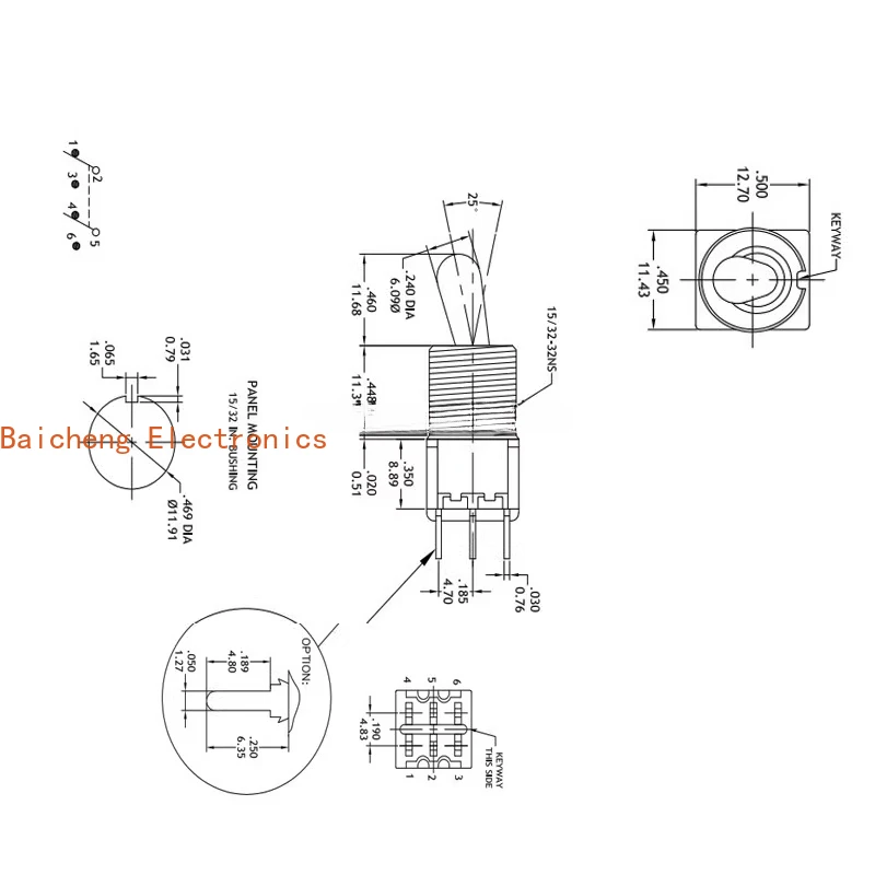 10 Uds. Interruptor de palanca de 12mm con 3 niveles y 6 patas, brazo oscilante, perilla de palanca, tipo pin