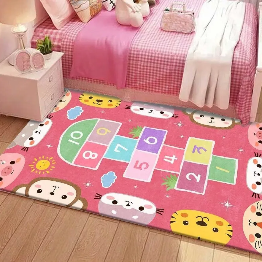 VIKAMA Flannel Children's Carpet, Parking Lot Climbing Mat, Game Traffic Mat, Early Education Kindergarten Rug Home Decoration