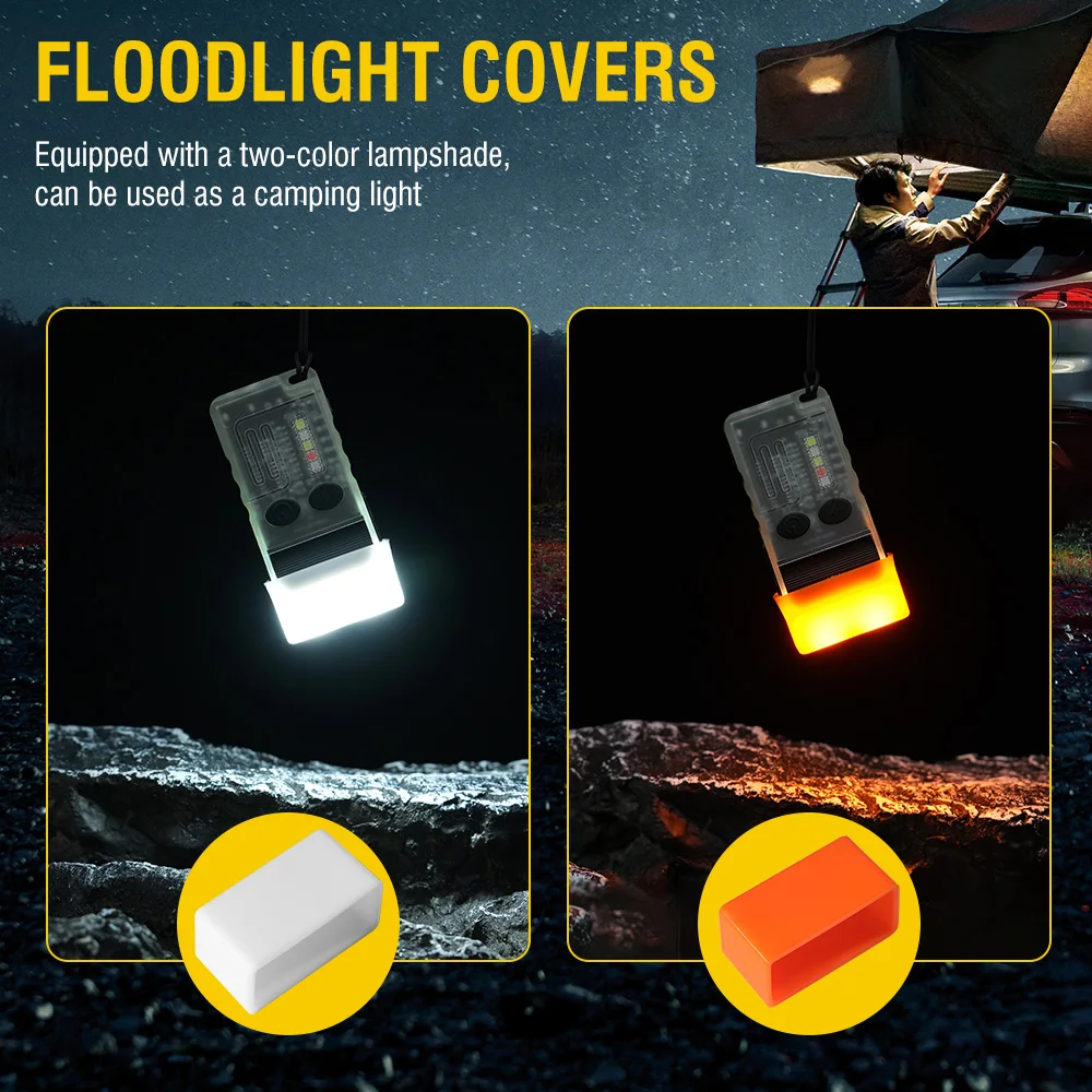 BORUiT V20 Fluorescence Buzzer EDC LED Keychain Flashlight Head Swivels Type-C Rechargeable Work Light Torch with Magnet Camping Lantern view 5