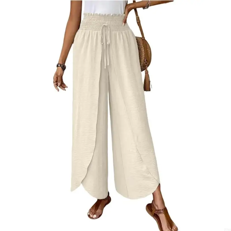 77HE سروال غاوتشو نسائي واسع الساق عالي الخصر بنطال كابري للركض ناعم ولطيف مبطن بالصوف #5