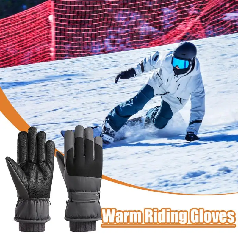 Womens Gloves For Cold Weather Waterproof Winter Gloves Warm Touchable Screen Ski Gloves Non-Slip Boys Winter Gloves