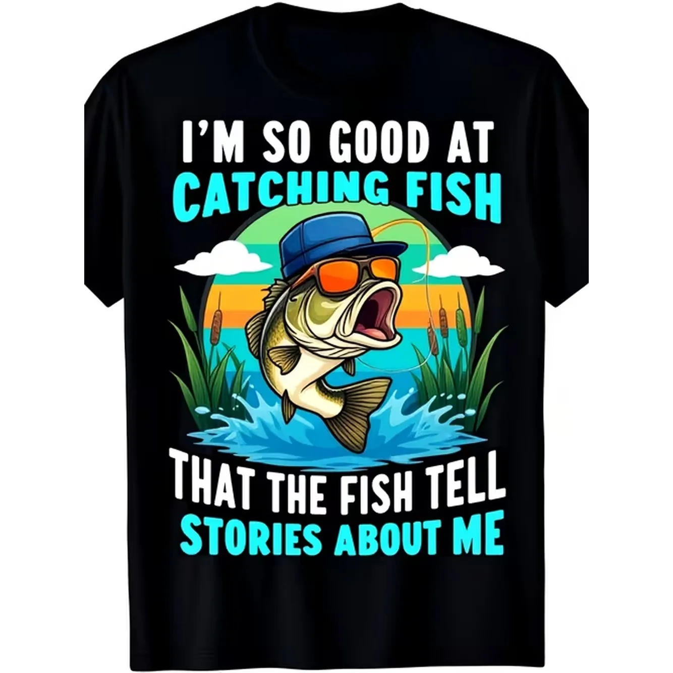 Mens Humorous Fishing Graphic T Shirt Im At Catching Fish Stories Print Spandex Streetwear Casual Short Sleeve Tee For Summer Outdoor Activities Fishinpure Breathable Sweatwicretro Casual Short Sleeved T Shirt With Round Neck And